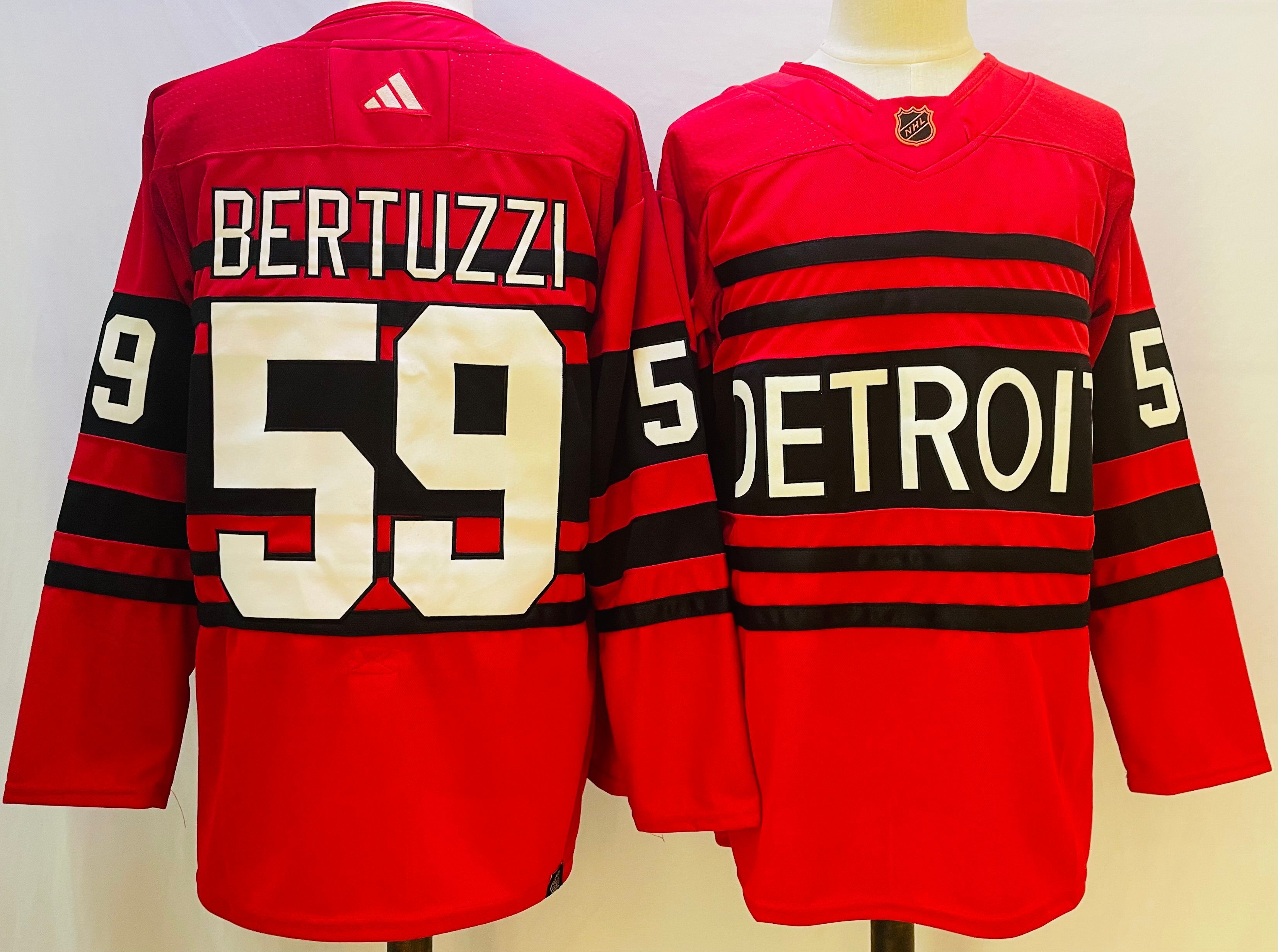 Men Detroit Red Wings #59 Bertuzzi Red Throwback 2022 Adidas NHL Jersey